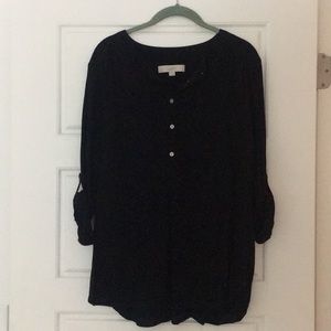 Black 3/4 button down Loft Blouse